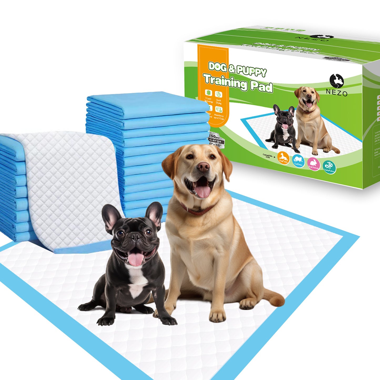 Dog and Puppy Training Pads, 150 Count Absorbent Dog Pee Potty Training Pads