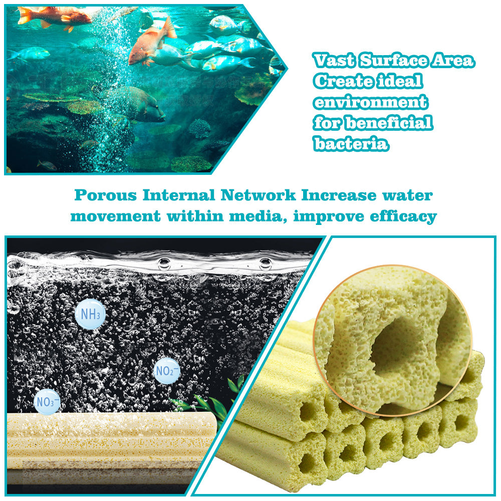 6-inch Long Large Aquarium Fish Tank Filter Media 100pcs Bio Ceramic Bars